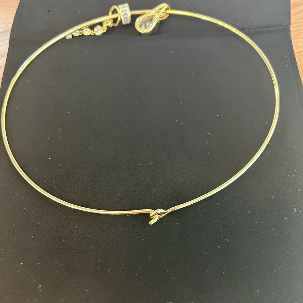 EP Jewels Yellow Gold Thin Cuff Necklace & Charms New - Picture 8 of 13